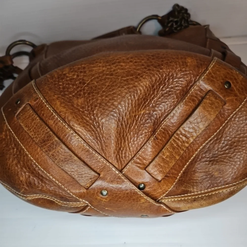VTG FRYE Harness Hobo Saddle Purse – Brown Leather, Western Style, Italy